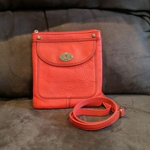 Red Leather Fossil Satchel